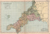 CORNWALL. Showing Parliamentary divisions, boroughs & parks. BACON 1901 map