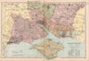 HAMPSHIRE (SOUTH)& ISLE OF WIGHT. Parliamentary divisions & parks.BACON 1901 map