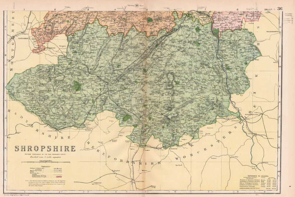 SHROPSHIRE (SOUTH). Showing Parliamentary divisions & parks. BACON 1901 map