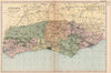 SUSSEX. Showing Parliamentary divisions, boroughs & parks. BACON 1901 old map