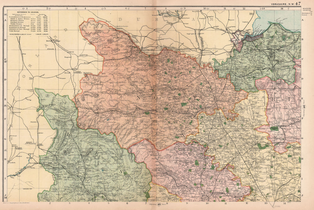 YORKSHIRE (NORTH WEST). Showing Parliamentary divisions & parks. BACON 1901 map