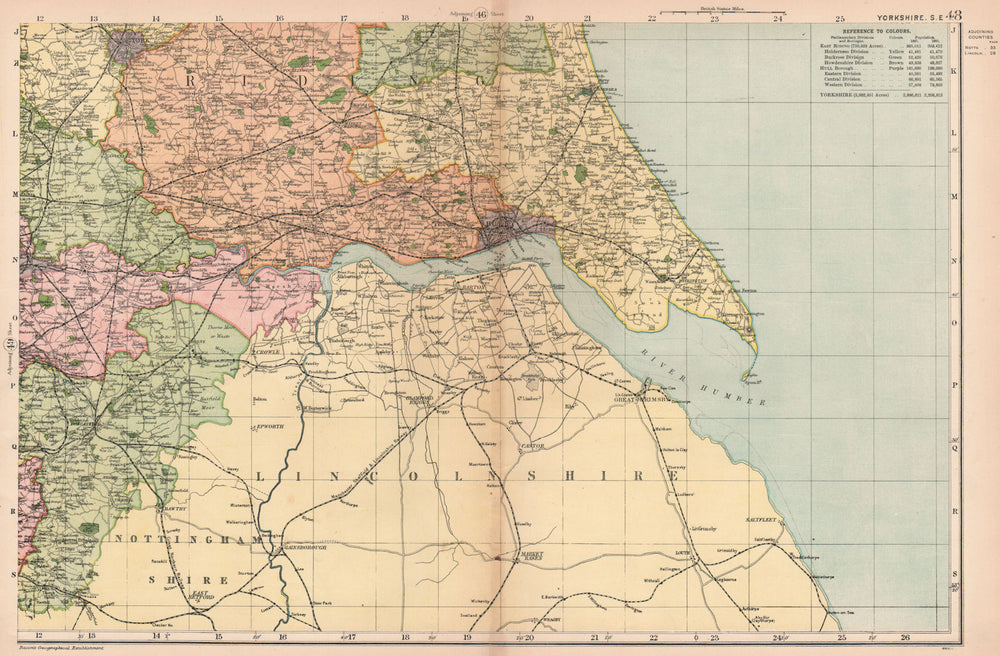 YORKSHIRE (SOUTH EAST). Showing Parliamentary divisions & parks. BACON 1901 map