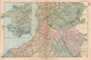 CENTRAL WALES & PEMBROKESHIRE. Showing Parliamentary divisions. BACON 1901 map