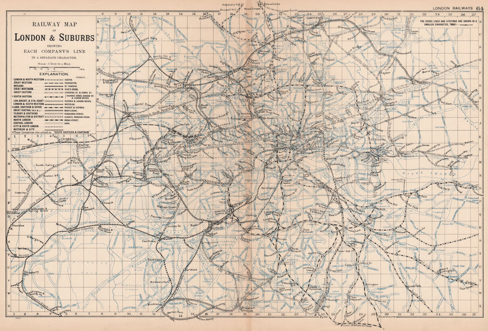LONDON. Rail & Underground Tube map. Antique map by GW BACON 1901 old
