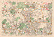 N LONDON Hornsey Edmonton Muswell Hill Southgate Tottenham. BACON 1927 old map