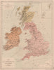 ROMAN BRITAIN. British Isles. Shows Hadrian's Wall & Antonine Wall 1880 map