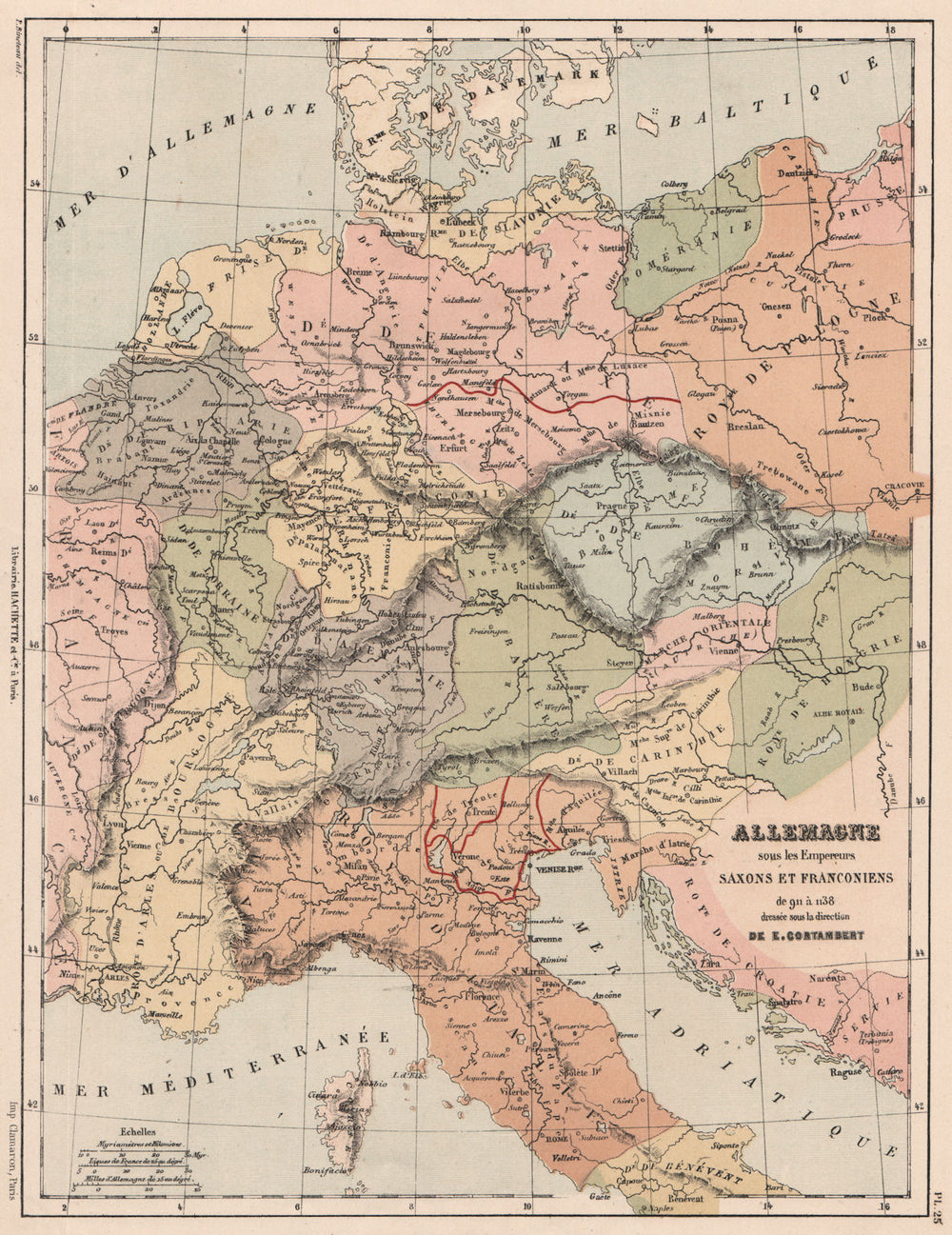 HOLY ROMAN EMPIRE. Germany under Saxon & Franconian Emperors 911-1138 1880 map