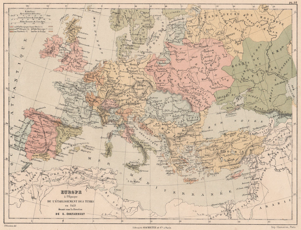 1453 EUROPE upon establishment of the Ottoman Empire.Emirate of Grenada 1880 map
