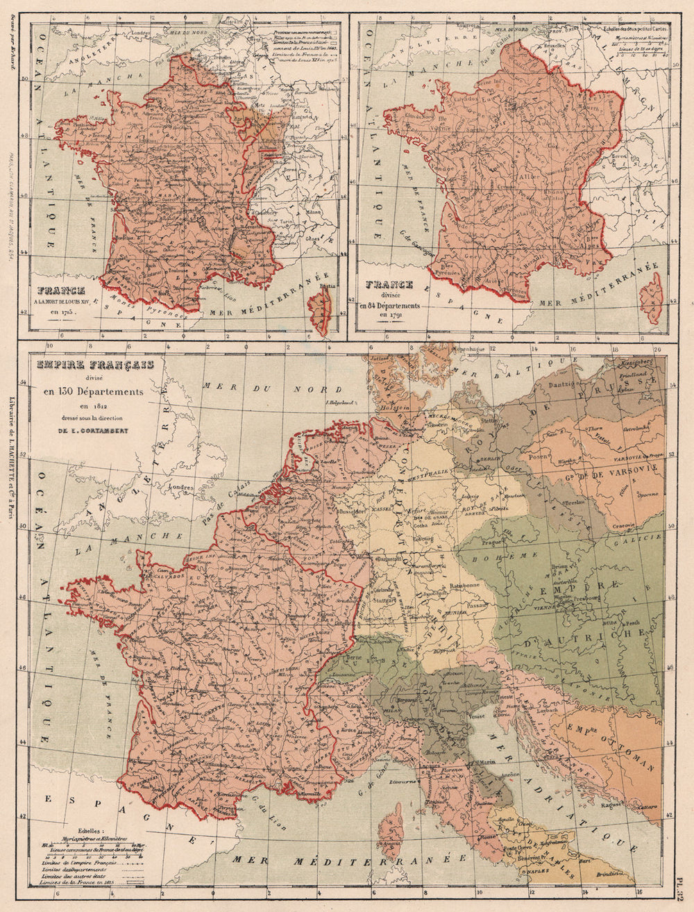 FRANCE in 1715. In 84 departments in 1791. In 130 departements in 1812 1880 map