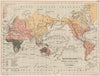 WORLD RACIAL/ETHNIC showing the races of Man. Causasian Mongoloid Negro 1880 map