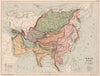 ASIA WATERSHEDS into Arctic Indian Pacific Oceans Mediterranean 1880 old map