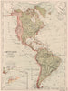AMERICAS WATERSHEDS/drainage divides into Atlantic Pacific oceans 1880 old map