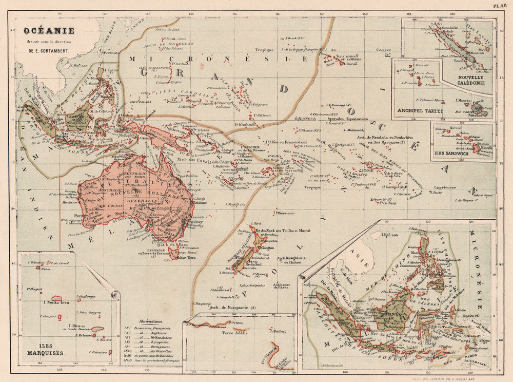 OCEANIA. Inset Dutch East Indies. Australasia & Pacific islands 1880 old map