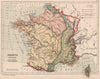 FRANCE WATERSHEDS Bay of Biscay English Channel Mediterranean North Sea 1880 map