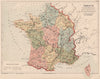 FRANCE CLIMATE Climatology showing limits of crops/agricultural regions 1880 map