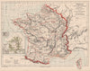 FRANCE AGRICULTURAL Grains wine viticulture vineyards crops vignobles 1880 map