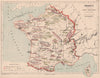FRANCE FARM ANIMALS. Domesticated. Cows goats sheep geese ducks &c 1880 map