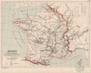 FRANCE METAL & MINERAL RESOURCES. Métaux Minéraux. Coal oil Iron Gold 1880 map