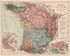 FRANCE BAY OF BISCAY WATERSHED. Loire Garonne Dordogne Leyre basins 1880 map