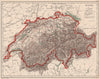 SUISSE Schweiz Switzerland physical. Lakes rivers mountains railways 1880 map