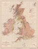 BRITISH ISLES WATERSHEDS Irish North Sea English Channel Atlantic Ocean 1880 map