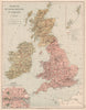 BRITISH ISLES. Great Britain and Ireland. Inset London rail terminals 1880 map