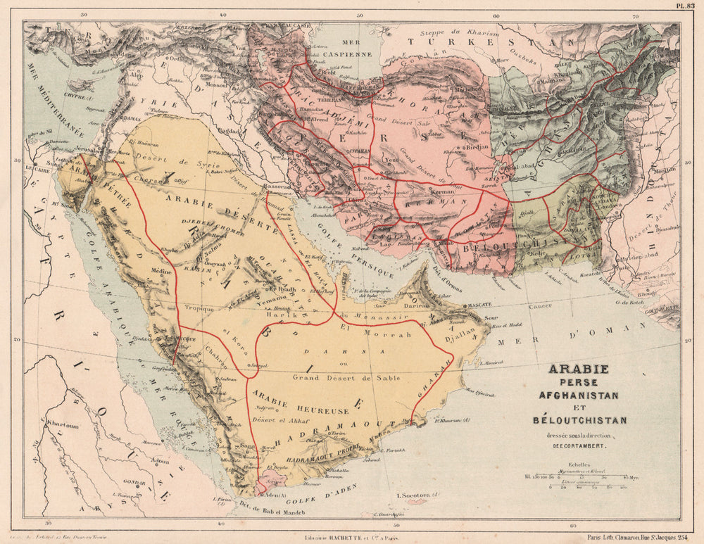 SOUTH WEST ASIA. Arabia Persia Afghanistan Baluchistan Iran Pakistan 1880 map