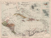 CARIBBEAN. Inset Antilles françaises Guadeloupe St. Martin Martinique 1880 map