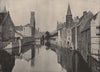 BRUGGE. The chief canal, with clock tower. Belgium 1895 old antique print