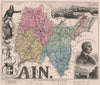 AIN. Département. Bourg-en-Bresse. Joubert. Bichat. VUILLEMIN 1879 old map