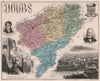 DOUBS. Département. Besançon. Hugo. Cuvier. VUILLEMIN 1879 old antique map