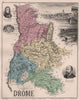 DRÔME. Département. Valence. Championnet. Augier. VUILLEMIN 1879 old map