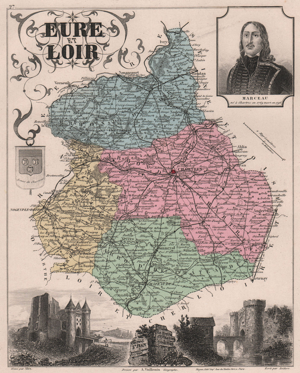 EURE-ET-LOIR département. Chartres Nogen-le-Rotrou Marceau. VUILLEMIN 1879 map