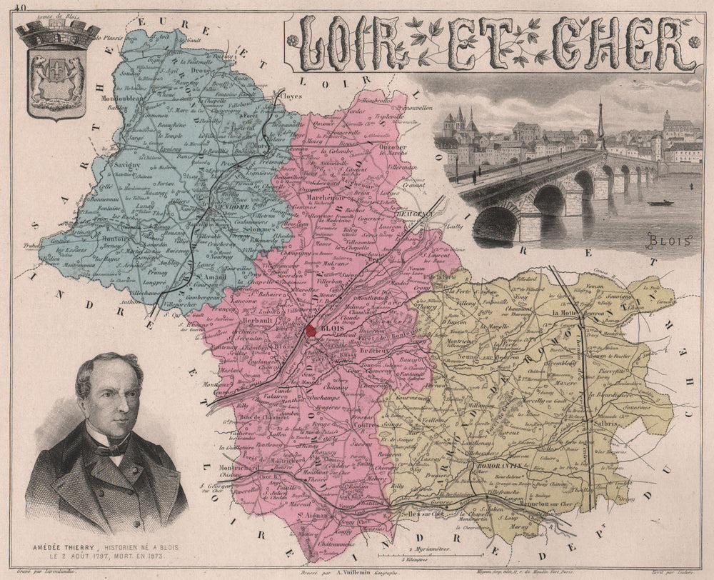 LOIR-ET-CHER. Département. Blois. Thierry. VUILLEMIN 1879 old antique map