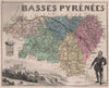 Basses-PYRÉNÉES-ATLANTIQUES département. Pau. Henry IV. VUILLEMIN 1879 old map