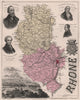 RHÔNE. Département. Lyon. Flandrin. Jacquard. Ampere. VUILLEMIN 1879 old map