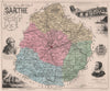 SARTHE. Département. ‍Le Mans. Tressan. Pilon. VUILLEMIN 1879 old antique map