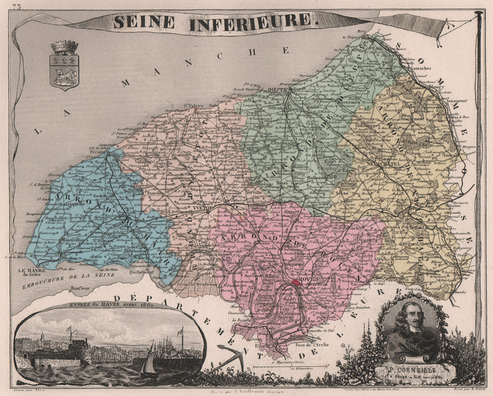 SEINE-MARITIME/-Inférieure département. Le Havre. Corneille. VUILLEMIN 1879 map
