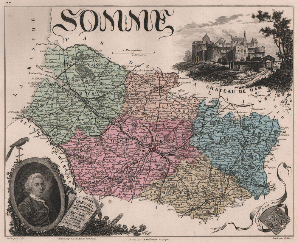 SOMME. Département. Chateau de Ham. Gresset. VUILLEMIN 1879 old antique map