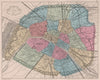 Paris et son Mur d'Enceinte'. City walls & arrondissements. VUILLEMIN 1879 map