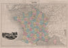 FRANCE RAILWAYS/TELEGRAPHS Chemins de fer/Télégraphes.Large. VUILLEMIN 1879 map