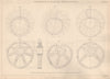VICTORIAN ENGINEERING DRAWING. Construction of Excentric curves & wheels 1876