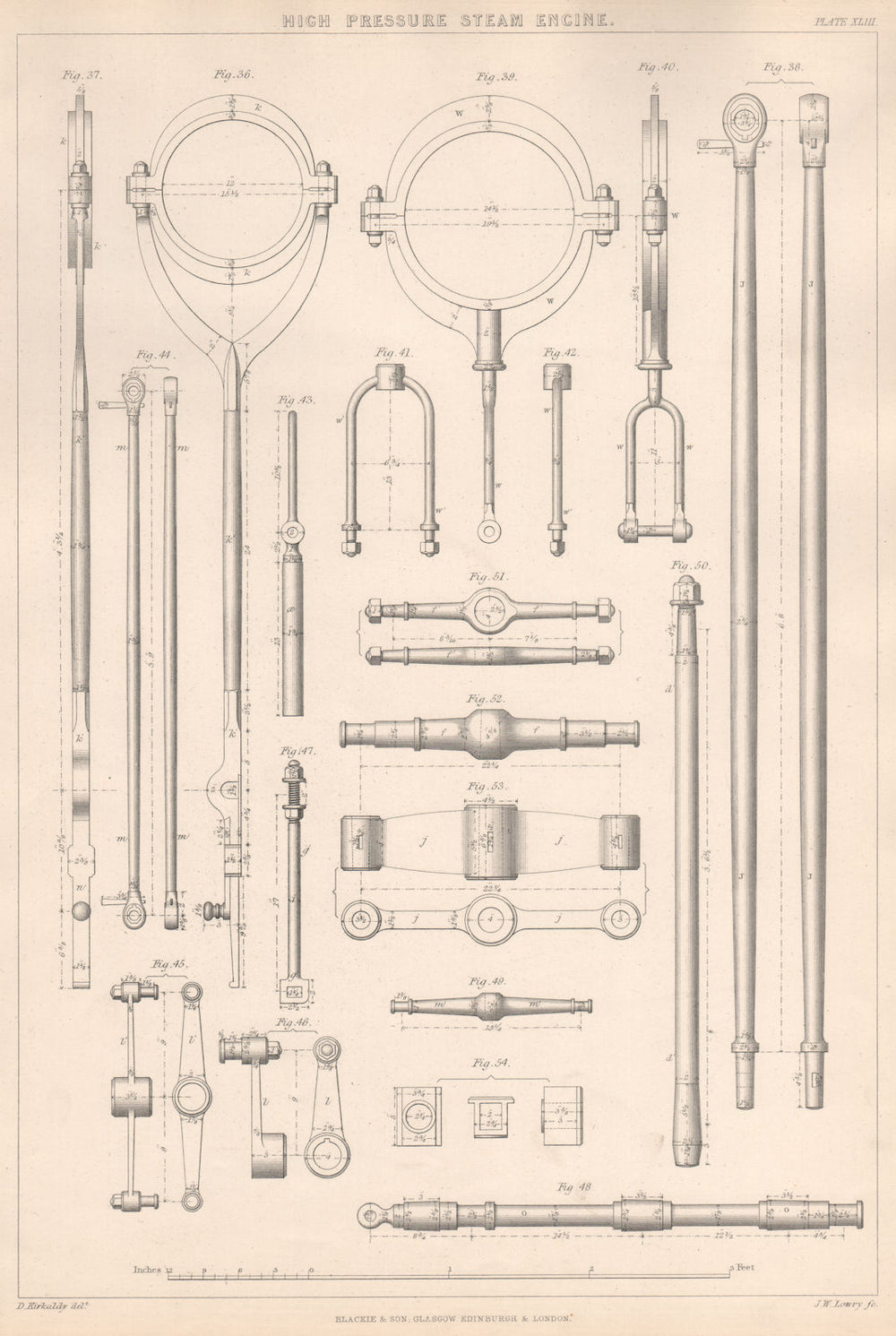 VICTORIAN ENGINEERING DRAWING. High pressure steam Engine-Details 3 1876 print