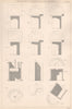 VICTORIAN ENGINEERING DRAWING. Cast shadows projection. Prisms & Cylinders 1876
