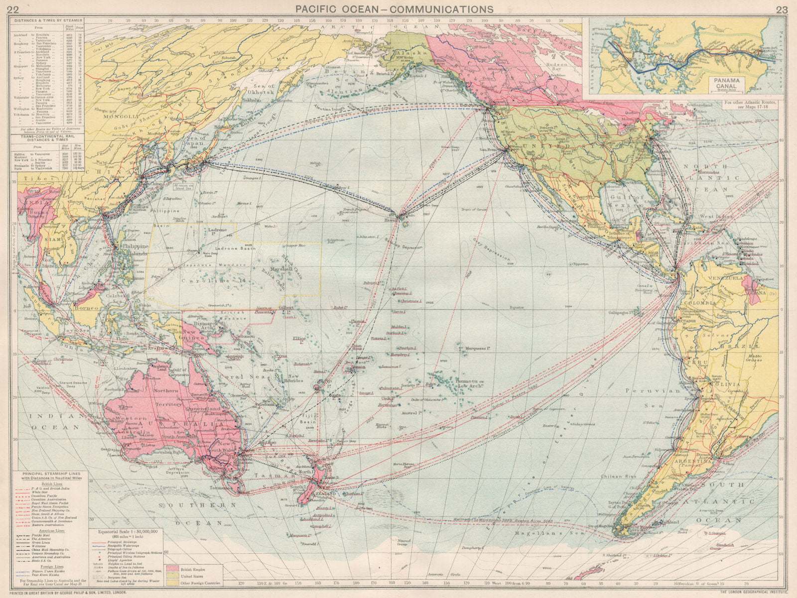 Pacific Ocean Communications. Sea routes. Steamship lines/companies ...