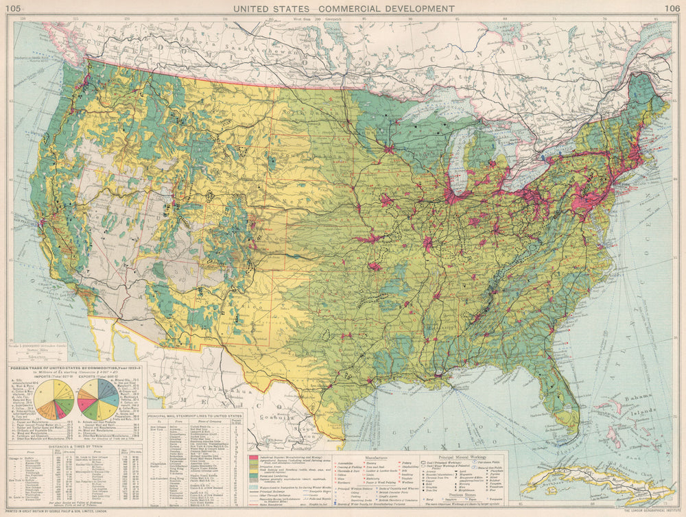 United States. Commercial Development Industrial manufacturing farmland 1925 map