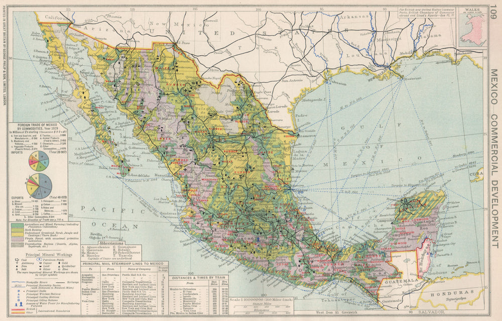 Mexico. Commercial Development. Industrial manufacturing products 1925 old map
