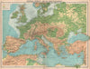 EUROPE & MEDITERRANEAN. Relief. Railways. Shipping routes. BARTHOLOMEW 1912 map