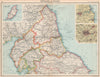 ENGLAND NORTH. Cumbs Northumbs Durham Westm Yorks Newcastle Manchester 1912 map