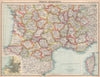 FRANCE SOUTH.Showing departements.Inset Marseilles.Corsica.BARTHOLOMEW 1912 map